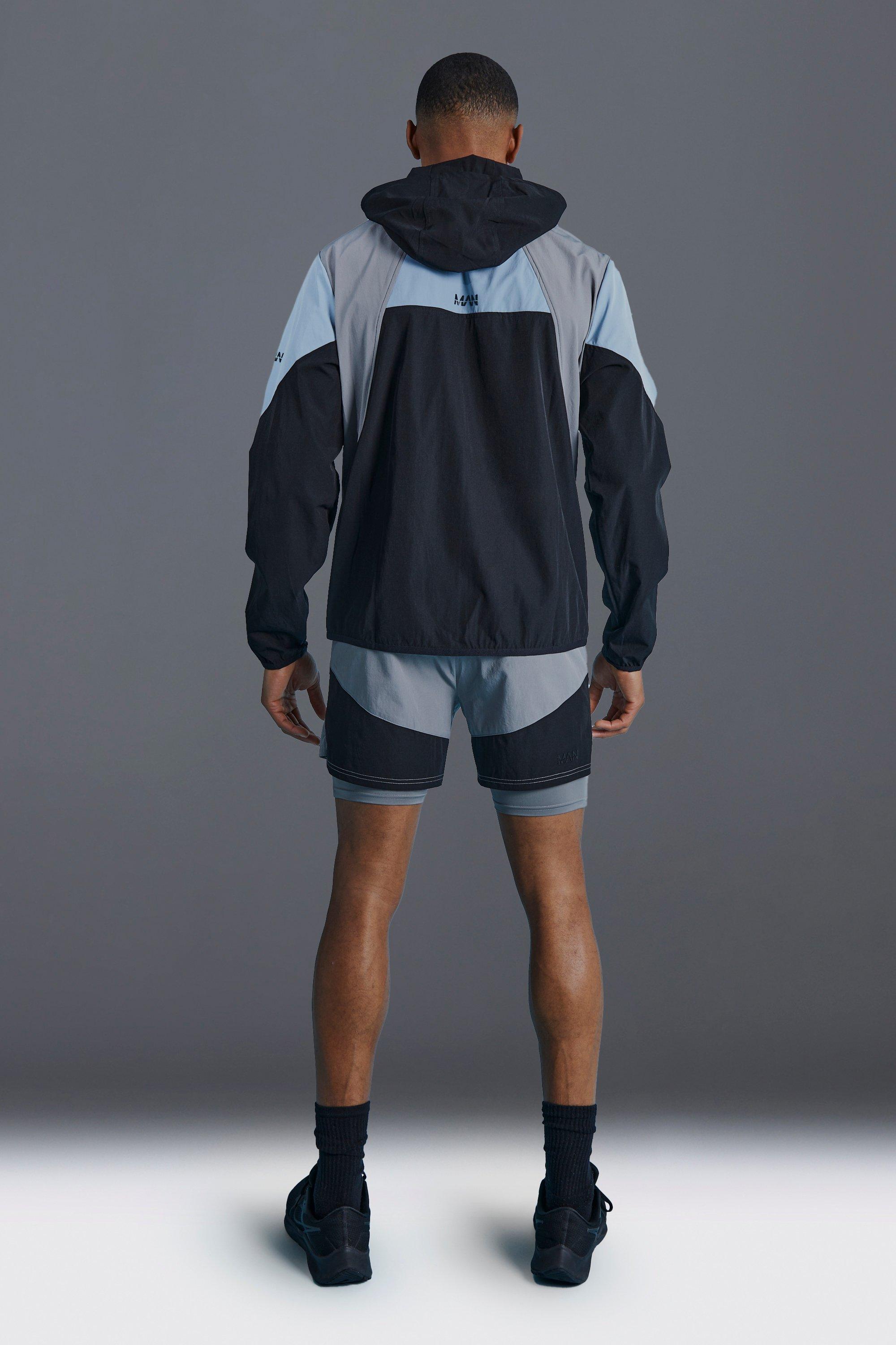 Hooded clearance panelled windbreaker